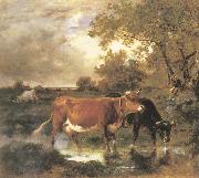 Emile Van Marcke de Lummen Cows in a landscape oil on canvas